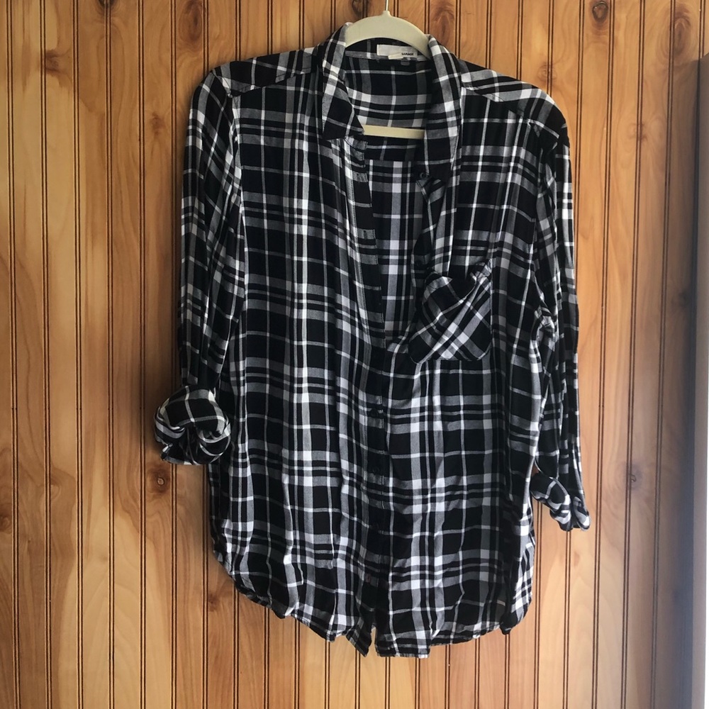 Garage- oversized plaid button up